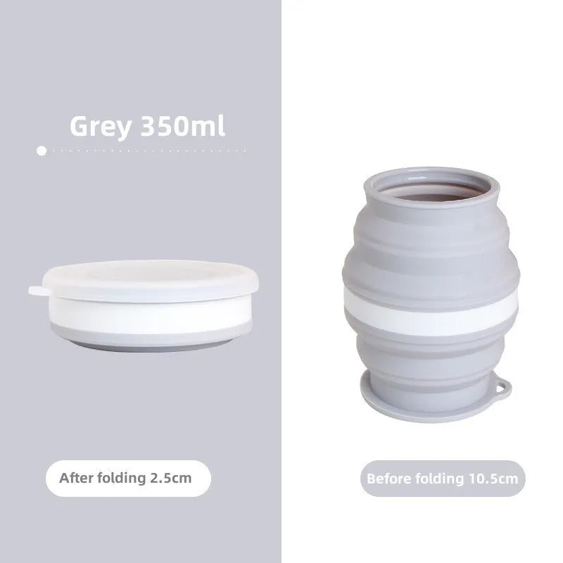 Heat-Resistant Silicone Folding Travel Mug with Lanyard