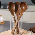 Long Natural Wood Non-Stick Cooking Spoon | Heat-Resistant Kitchen Utensil