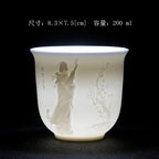 Embossed Dragon & Phoenix Master Teacup (White Jade Porcelain)