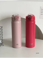 Double-Wall Thermal Water Bottle with Straw (600ml/750ml)Hot & Cold for 8-10 hours