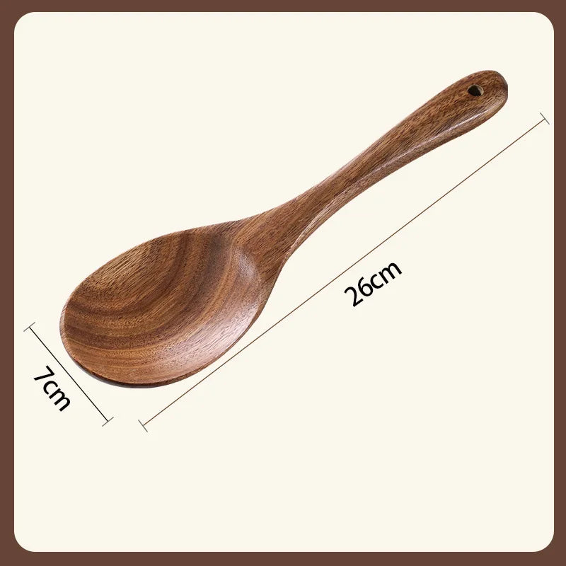 Long Natural Wood Non-Stick Cooking Spoon | Heat-Resistant Kitchen Utensil