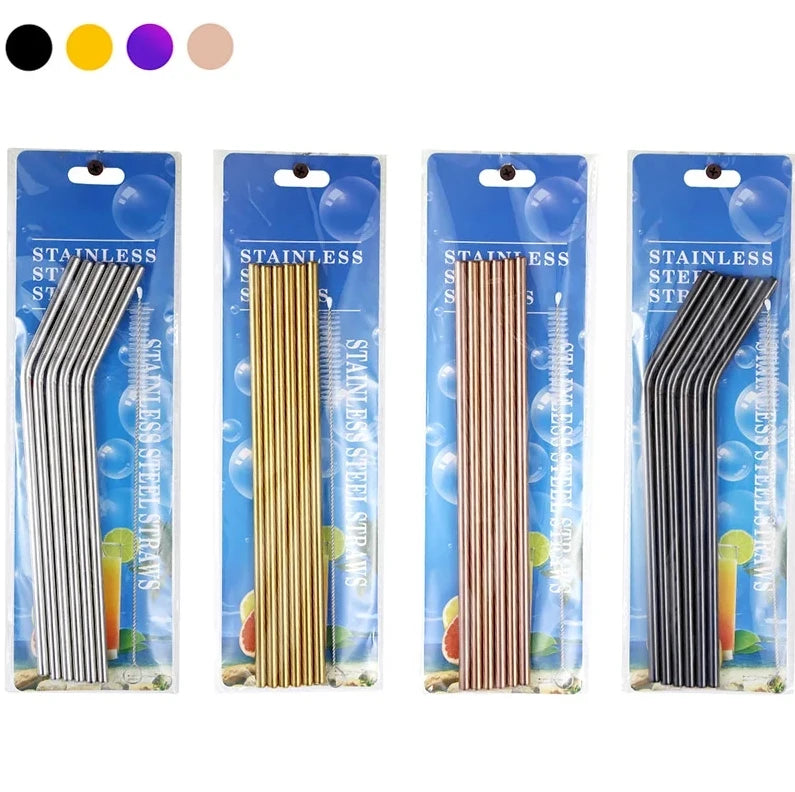 6-Piece Reusable Metal Straw Kit