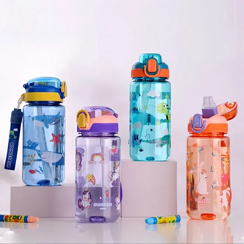 600ml Kids' Leakproof Water Bottle (Dinosaur)