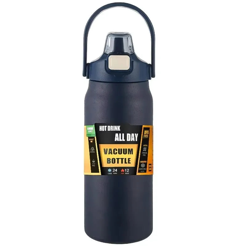 304 Stainless Steel Thermal Mug – Portable Insulated Water Bottle with Straw