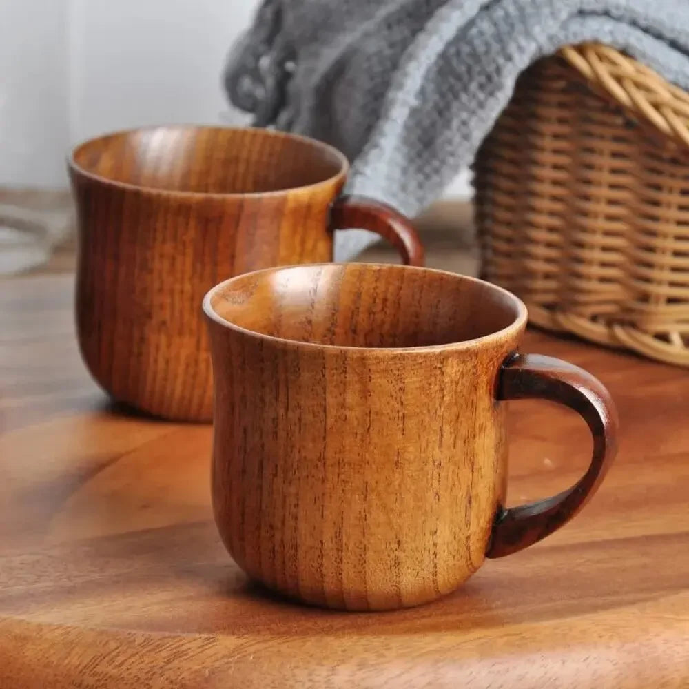 130ml Solid Wood Tea Cup with Handle – Wooden Water & Kitchen Cup