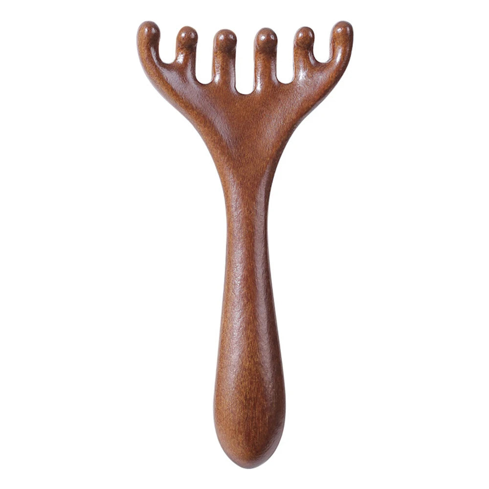 Wooden 6-Claw Head Massager and Meridian Comb