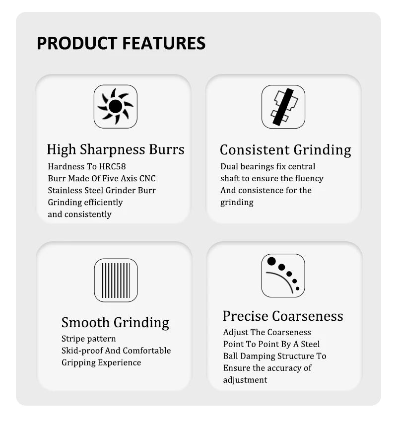 Manual 304 Stainless Steel Burr Coffee Grinder