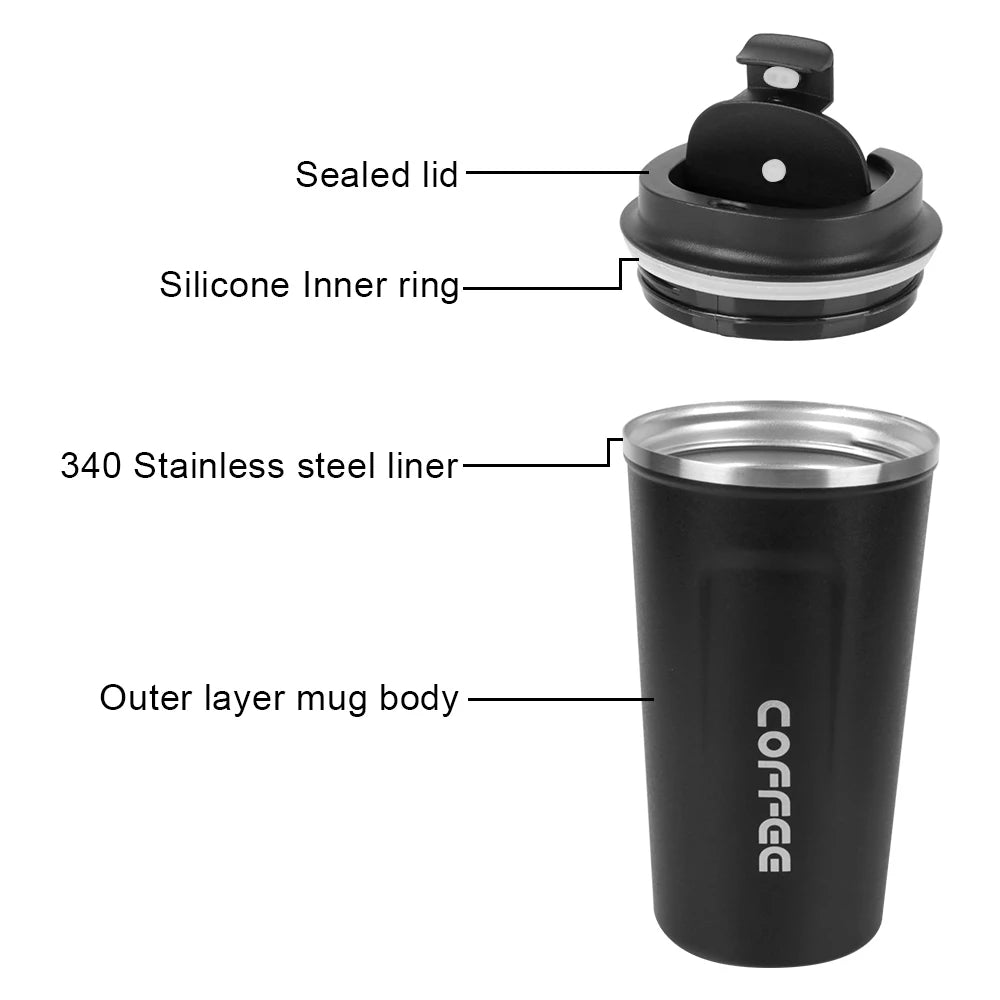 380/510ML Leak-Proof Stainless Steel Travel Coffee Thermos Mug