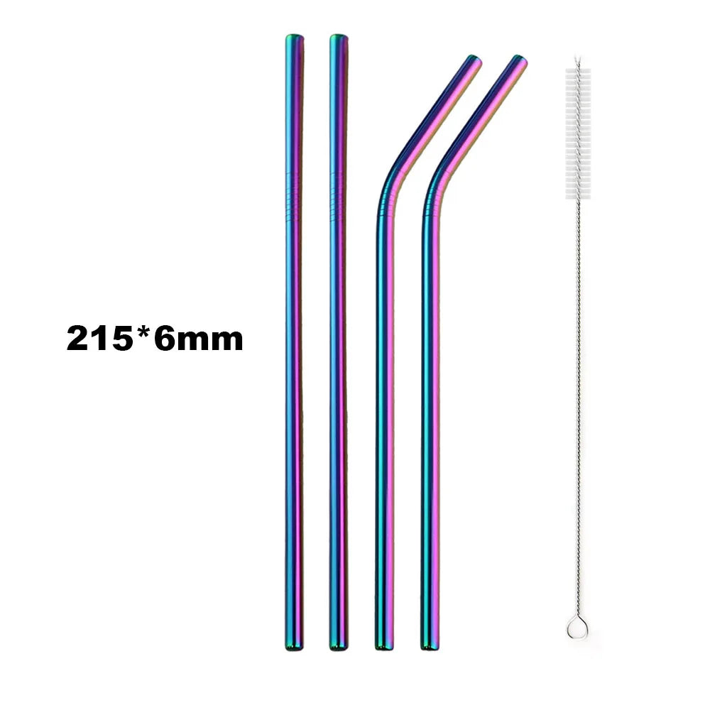 Reusable 304 Stainless Steel Drinking Straws with Cleaning Brush