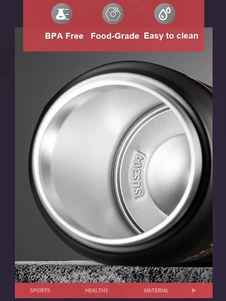 304 Stainless Steel Thermal Mug – Portable Insulated Water Bottle with Straw