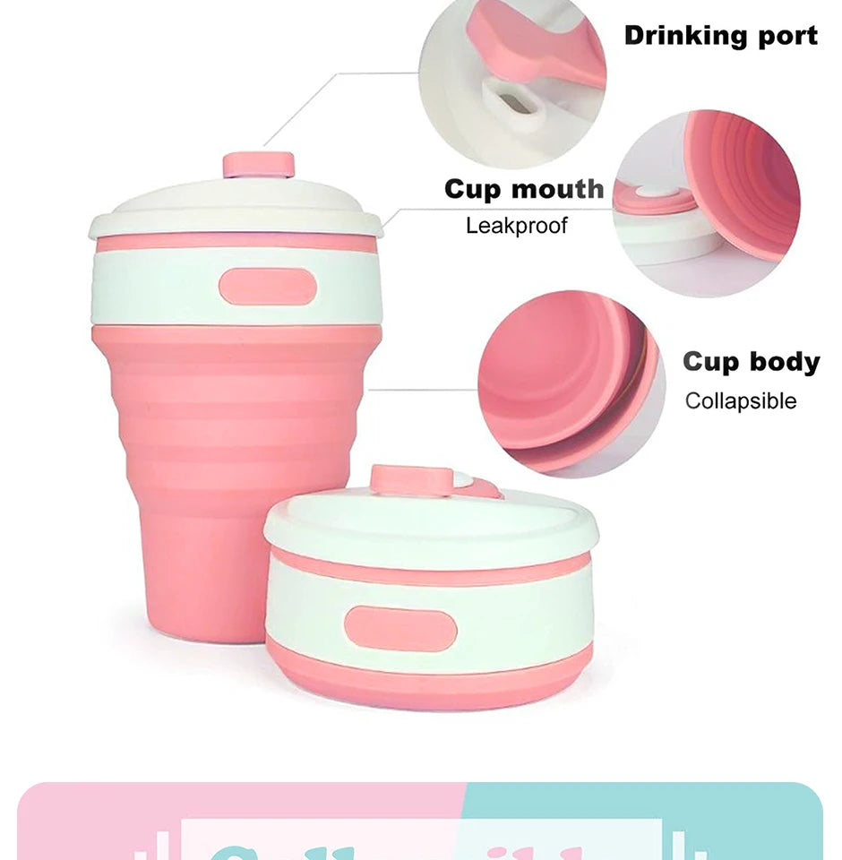 Portable Collapsible Silicone Travel Cups (350ml & 500ml)