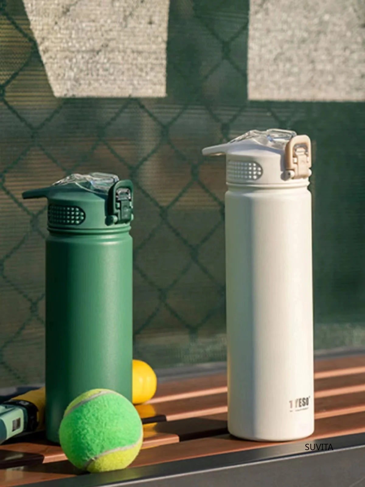 Double-Wall Thermal Water Bottle with Straw (600ml/750ml)Hot & Cold for 8-10 hours