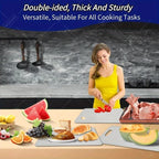 Dual-Sided Stainless Steel & Bamboo Cutting Board
